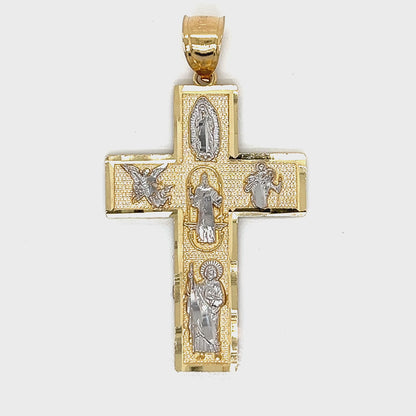 Colgante de cruz de fe de oro de 14 quilates