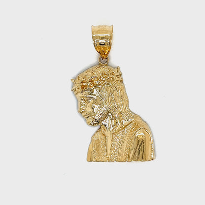 14K Gold Jesus With Crown Pendant