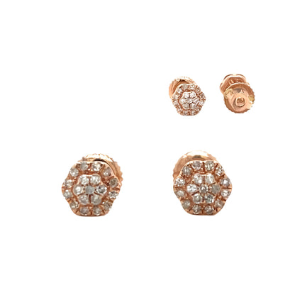 10K Gold Flower Shaped Screw back Earrings With Natural Diamonds 0.14ct  - SE11586-2