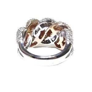 Mens 14k Two-Tone White and Rose-Gold 4.15ct Natural Diamond Cuban #9 Ring - 43197