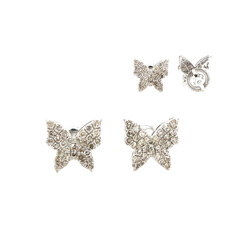 14K Gold Butterfly Shaped Screw back Earrings With Natural Diamonds 0.5ct  -  SE17014