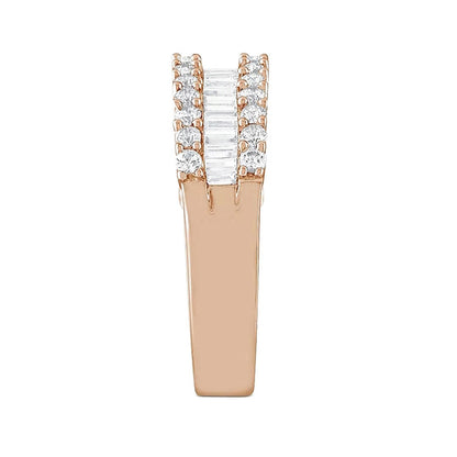 14K Rose Gold Baguette Cut & Round Natural Diamonds Band RING - 46500