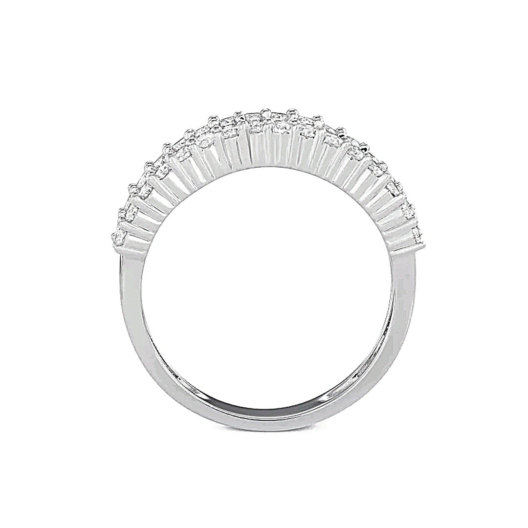 14K White Gold Baguette Cut & Round Natural Diamonds Band RING - 50365