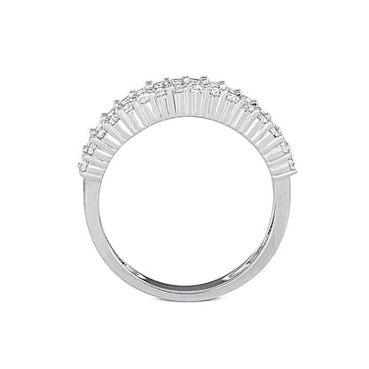 14K White Gold Baguette Cut & Round Natural Diamonds Band RING - 50365