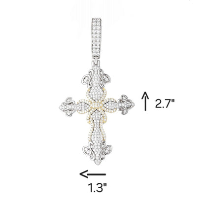 Two Tone 1.45CT Moissanite Sword of Thorns Cross Pendant Charm - M400149-cross