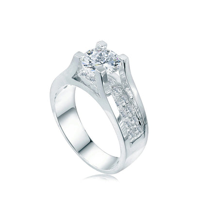 Engagement pave-set 1.65ct Moissanite 925 Silver Ring - M100169