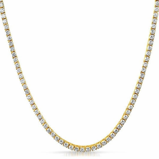 NG4458 24" 14K Gold Plated / 925 Sterling Silver Rhodium Shiny Tennis Chain