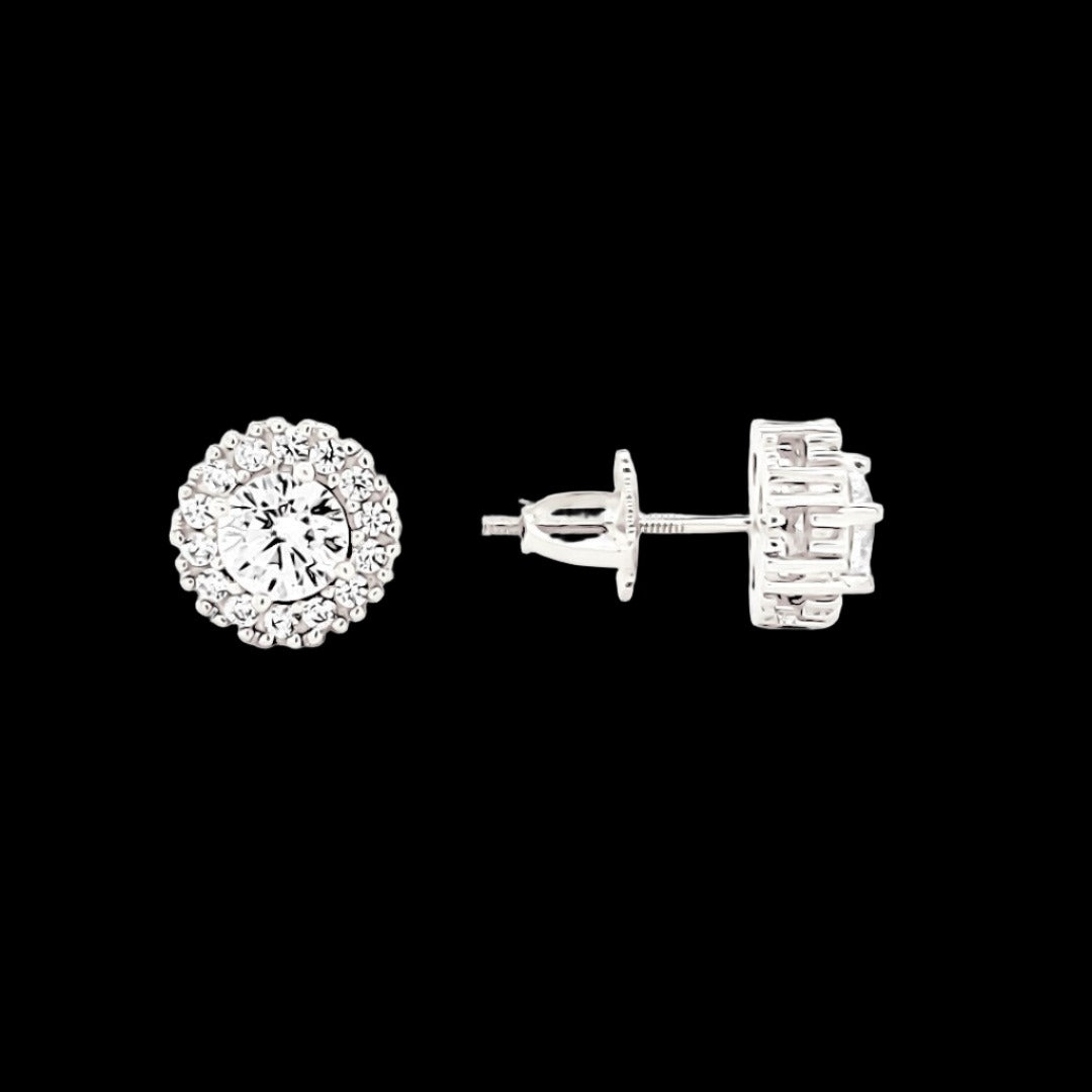 Screw Back Round Spark Earrings