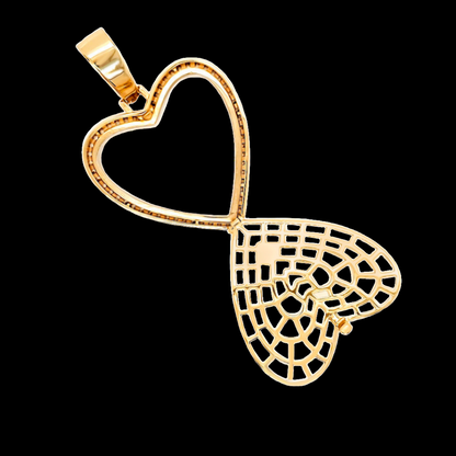 Yellow Gold Heart Picture Charm Glass Cover 2"x2" Pendant