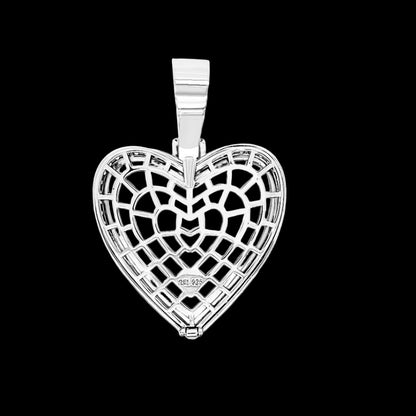 Yellow Gold Heart Picture Charm Glass Cover 2"x2" Pendant