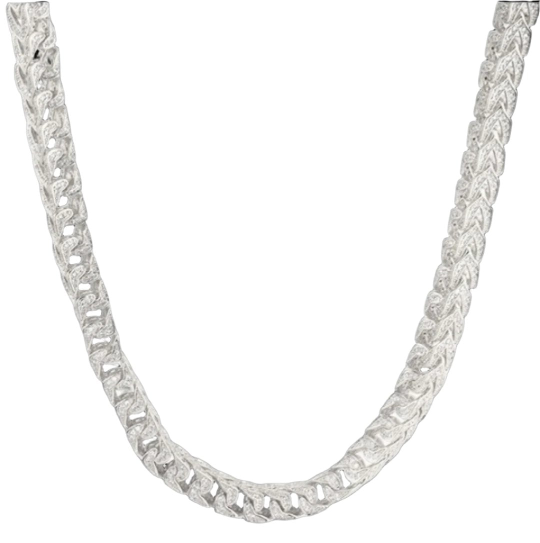 925 Sterling Silver CZ Franco Chain Necklace